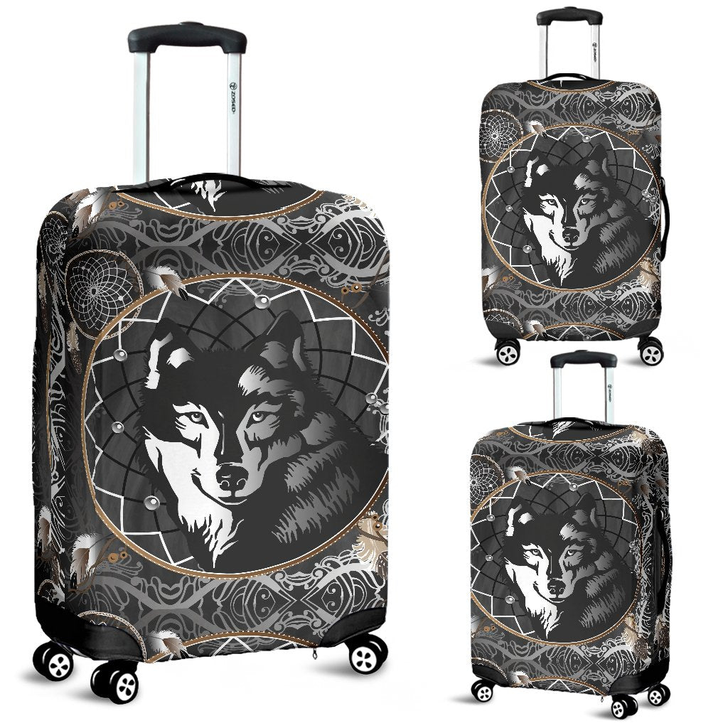 Wolf Black Dream Catcher Design Print Luggage Cover Protector