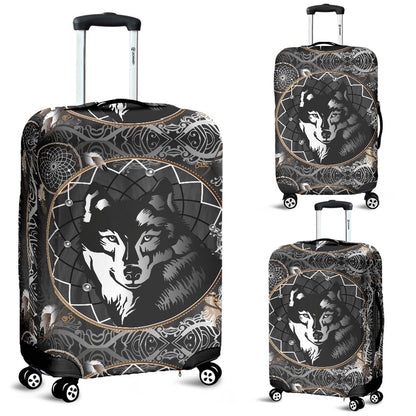 Wolf Black Dream Catcher Design Print Luggage Cover Protector