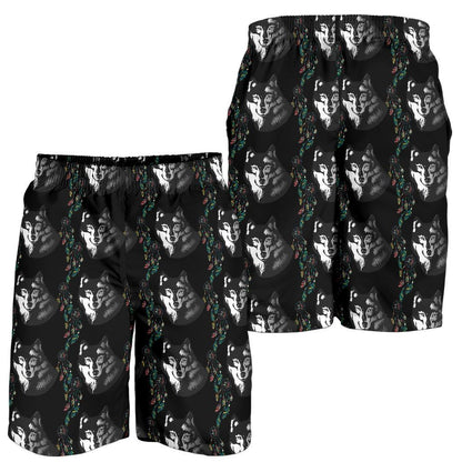 Wolf Black Dream Catcher Design Print Mens Shorts-JTAMIGO.COM