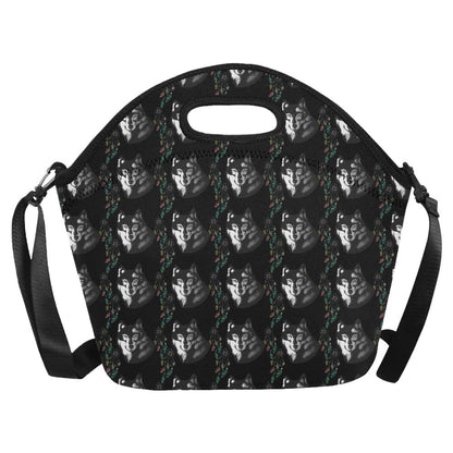 Wolf Black Dream Catcher Design Print Neoprene Lunch Bag (Model 1669)(Large)-JTAMIGO.COM