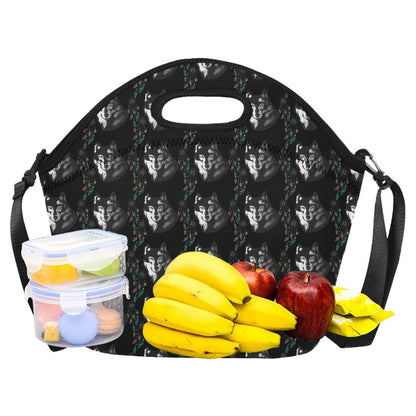 Wolf Black Dream Catcher Design Print Neoprene Lunch Bag (Model 1669)(Large)-JTAMIGO.COM