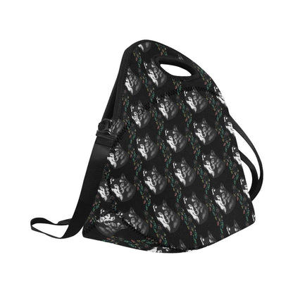 Wolf Black Dream Catcher Design Print Neoprene Lunch Bag (Model 1669)(Large)-JTAMIGO.COM