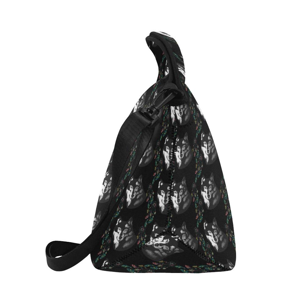 Wolf Black Dream Catcher Design Print Neoprene Lunch Bag (Model 1669)(Large)-JTAMIGO.COM