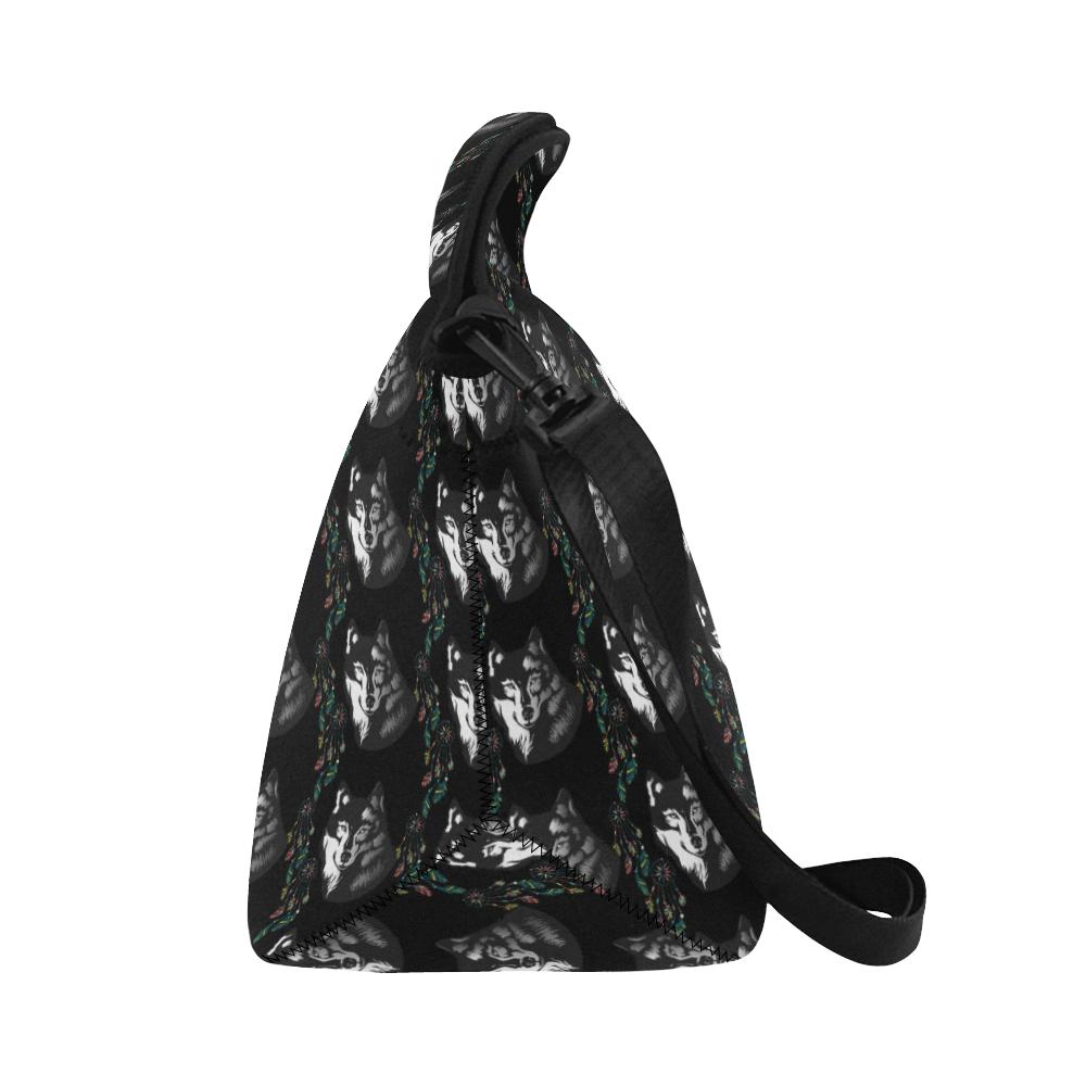 Wolf Black Dream Catcher Design Print Neoprene Lunch Bag (Model 1669)(Large)-JTAMIGO.COM
