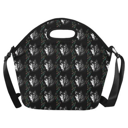 Wolf Black Dream Catcher Design Print Neoprene Lunch Bag (Model 1669)(Large)-JTAMIGO.COM