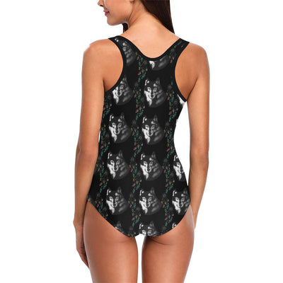 Wolf Black Dream Catcher Design Print One Piece Swimsuit-JTAMIGO.COM