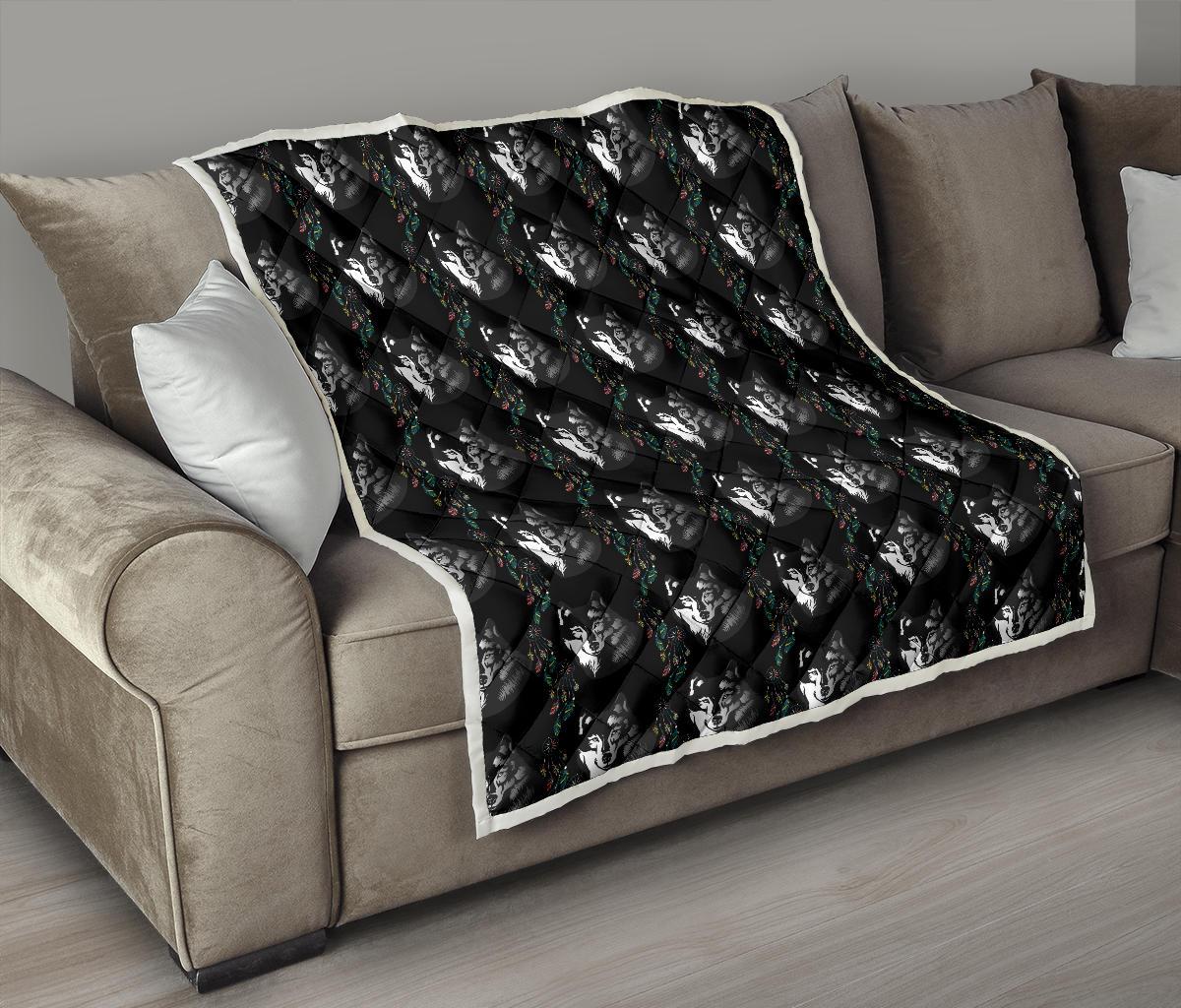 Wolf Black Dream Catcher Design Print Premium Quilt-JTAMIGO.COM
