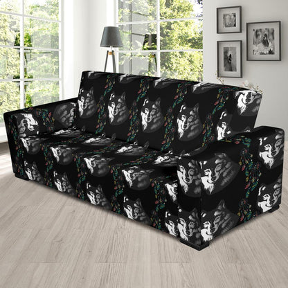 Wolf Black Dream Catcher Design Print Sofa Slipcover-JTAMIGO.COM
