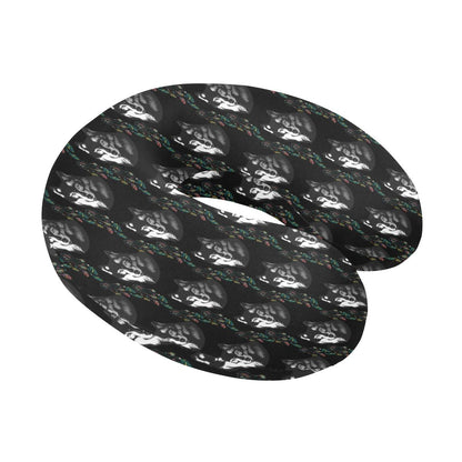 Wolf Black Dream Catcher Design Print U-Shaped Travel Neck Pillow-JTAMIGO.COM