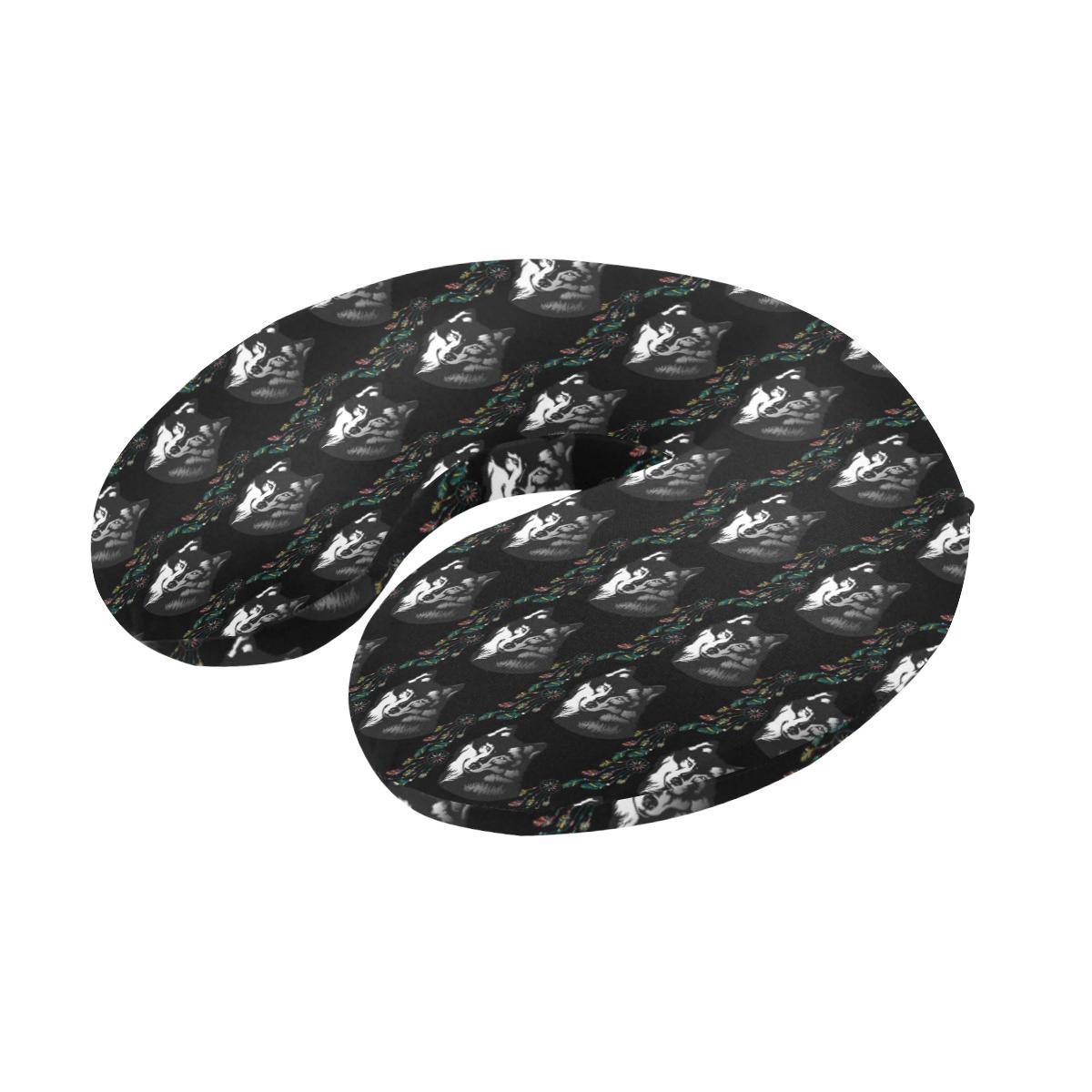 Wolf Black Dream Catcher Design Print U-Shaped Travel Neck Pillow-JTAMIGO.COM