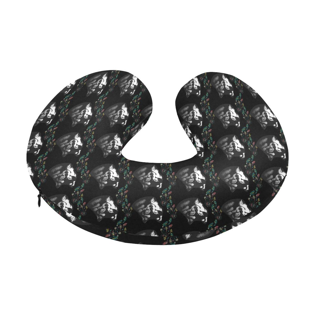 Wolf Black Dream Catcher Design Print U-Shaped Travel Neck Pillow-JTAMIGO.COM