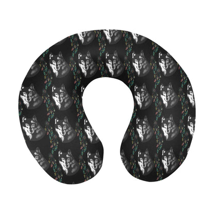 Wolf Black Dream Catcher Design Print U-Shaped Travel Neck Pillow-JTAMIGO.COM