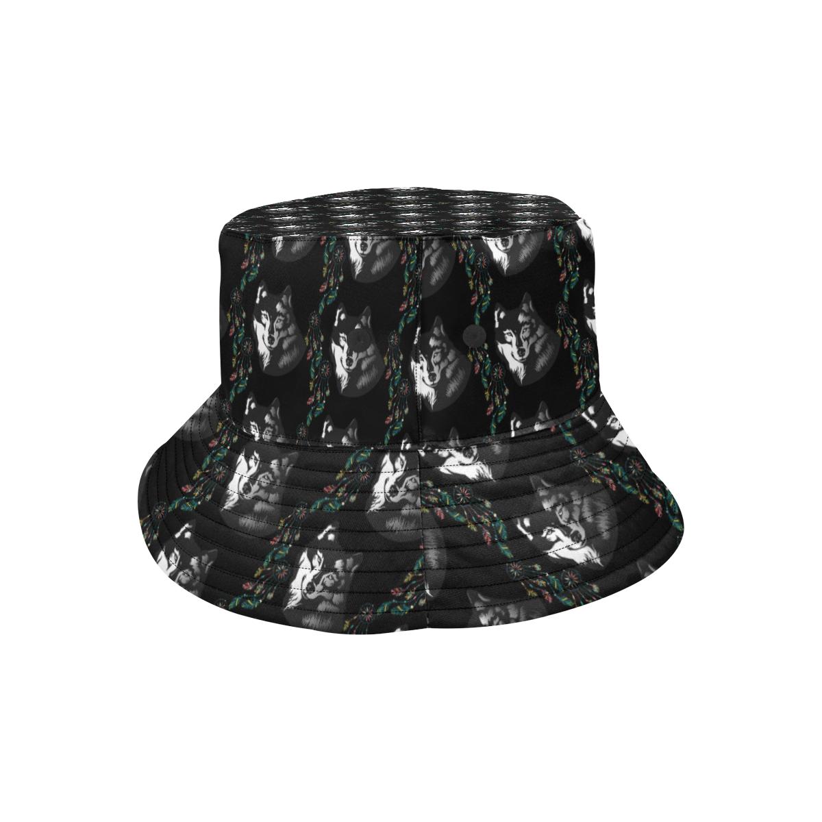 Wolf Black Dream Catcher Design Print Unisex Bucket Hat