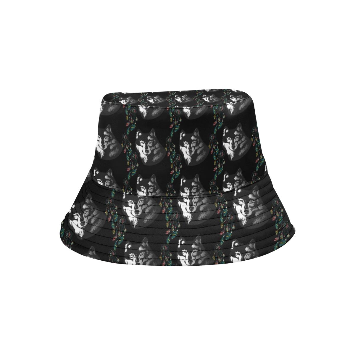 Wolf Black Dream Catcher Design Print Unisex Bucket Hat