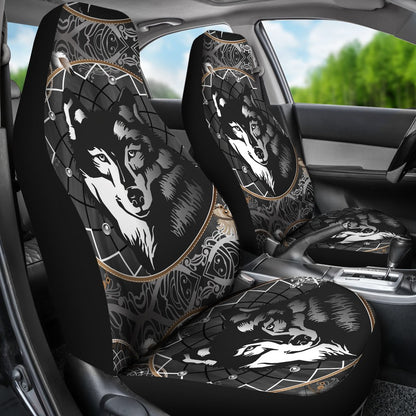 Wolf Black Dream Catcher Design Print Universal Fit Car Seat Covers