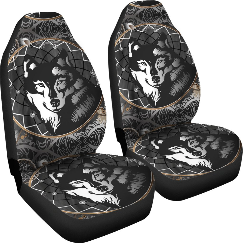 Wolf Black Dream Catcher Design Print Universal Fit Car Seat Covers