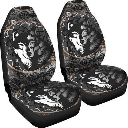 Wolf Black Dream Catcher Design Print Universal Fit Car Seat Covers