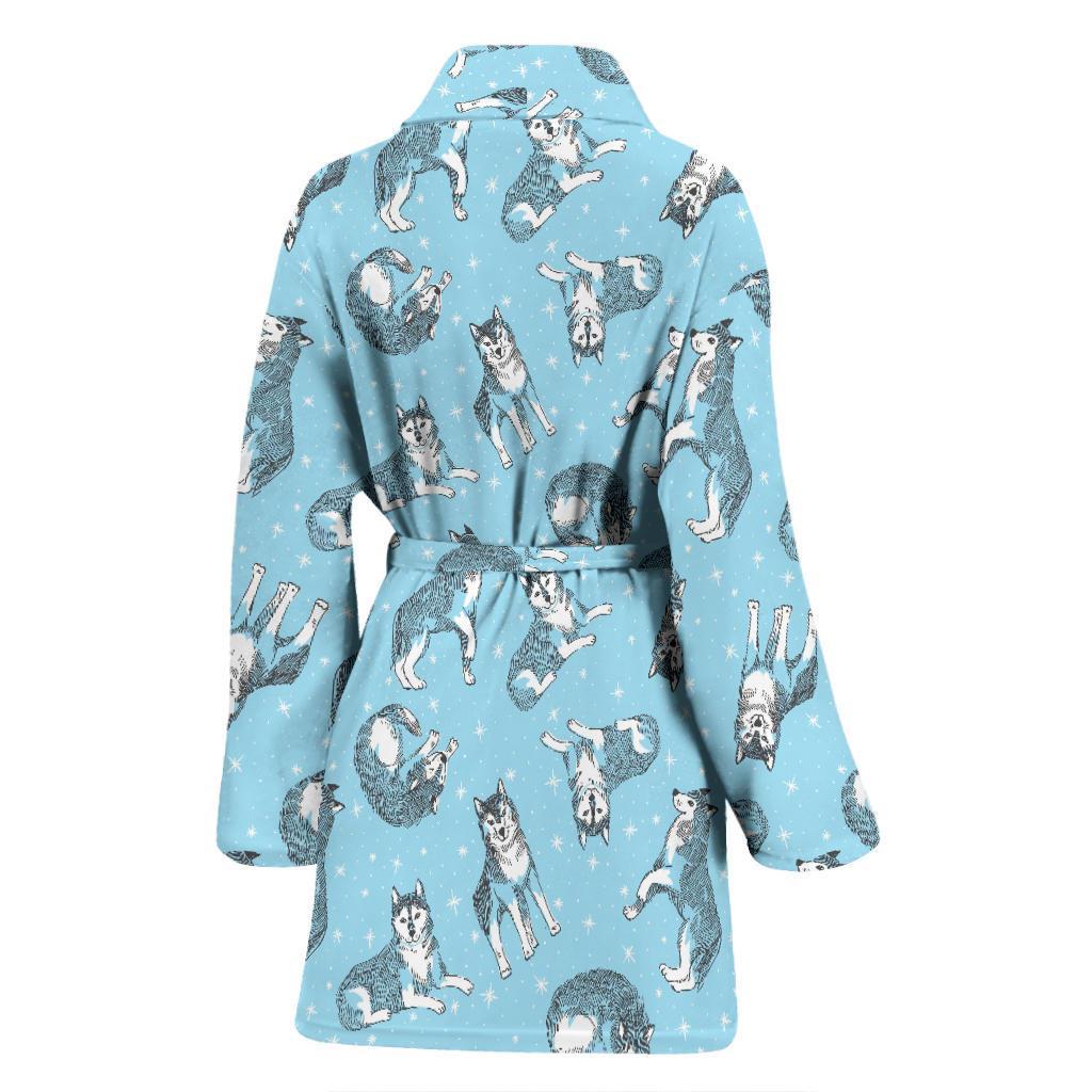 Wolf Black Dream Catcher Design Print Women Bath Robe-JTAMIGO.COM