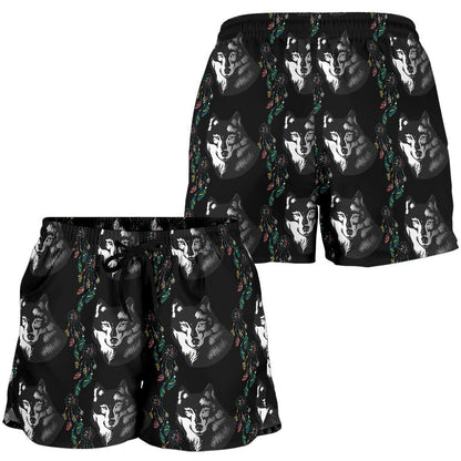 Wolf Black Dream Catcher Design Print Women Shorts-JTAMIGO.COM