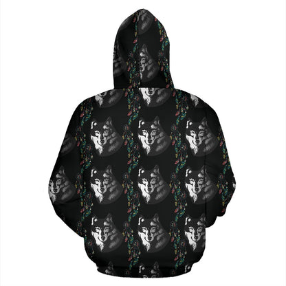 Wolf Black Dream Catcher Design Print Zip Up Hoodie