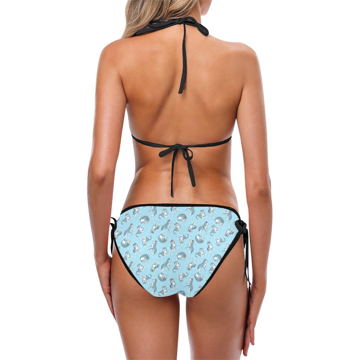 Wolf Design Print Pattern Bikini Swimsuit-JTAMIGO.COM