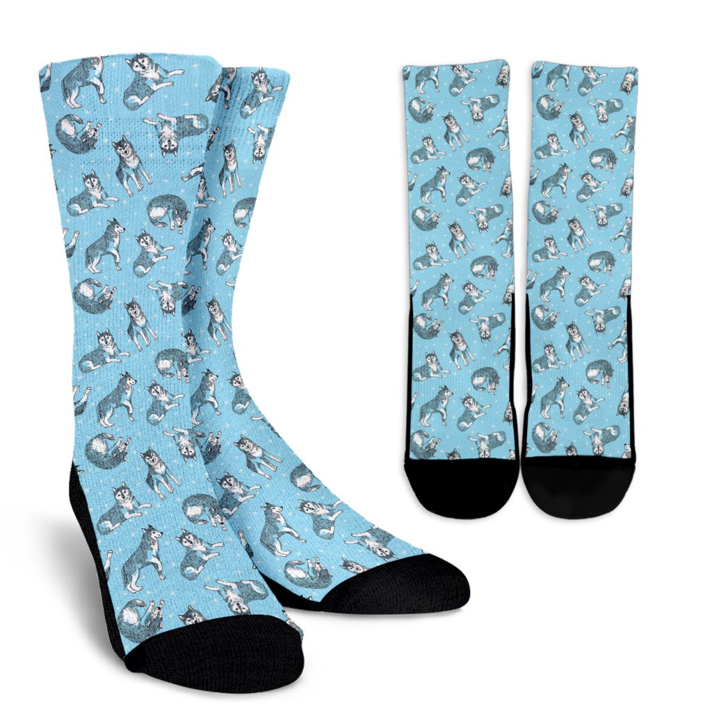 Wolf Design Print Pattern Crew Socks