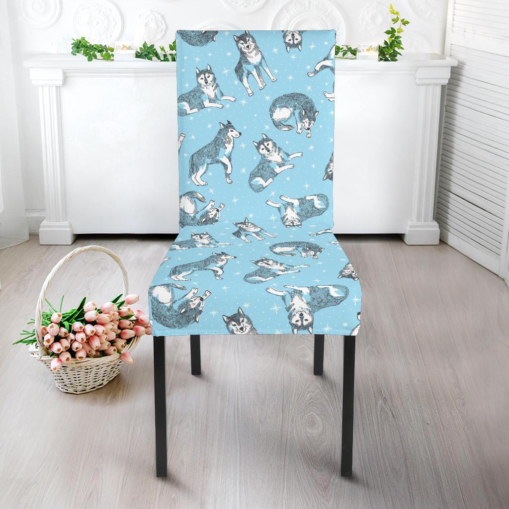 Wolf Design Print Pattern Dining Chair Slipcover-JTAMIGO.COM