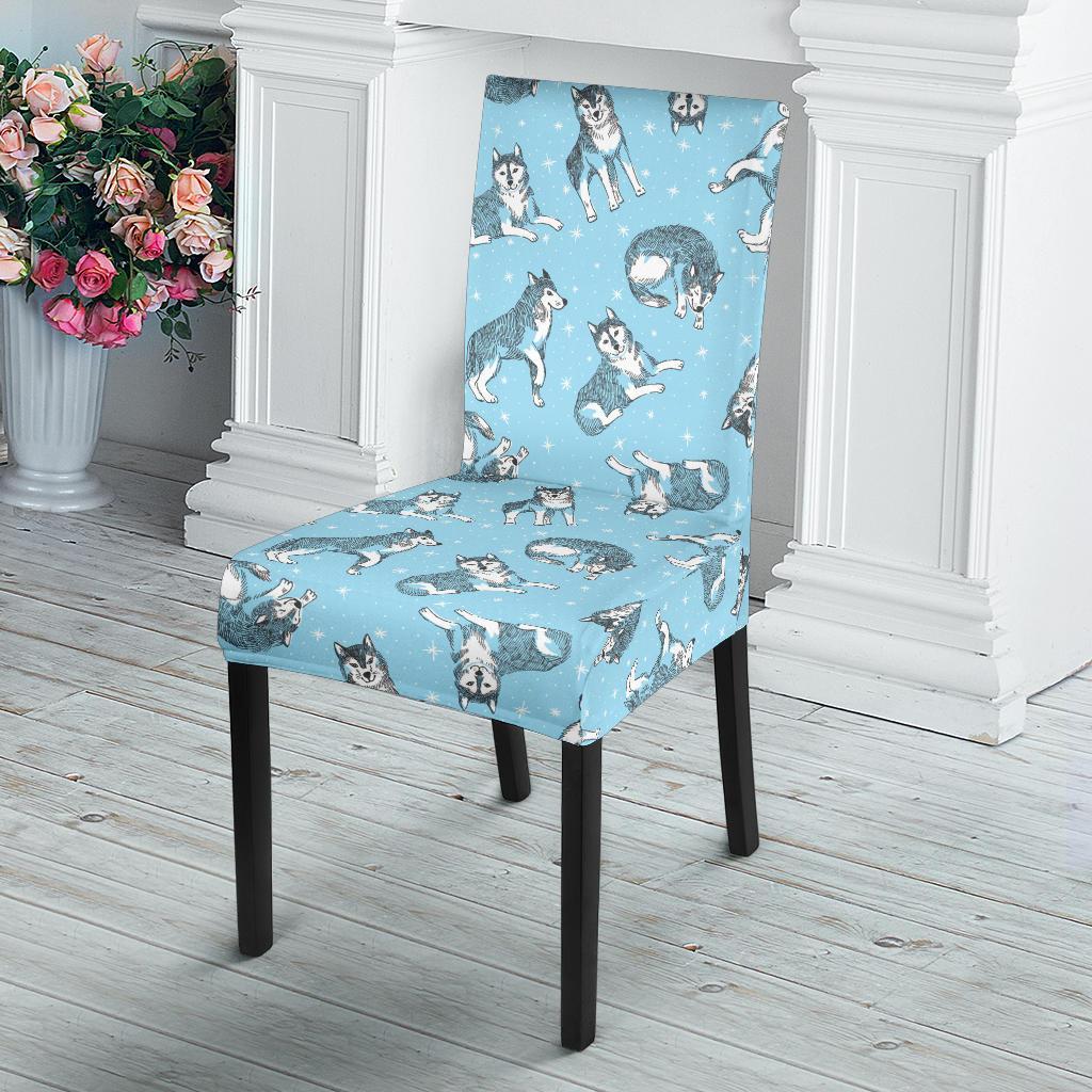Wolf Design Print Pattern Dining Chair Slipcover-JTAMIGO.COM