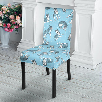 Wolf Design Print Pattern Dining Chair Slipcover-JTAMIGO.COM