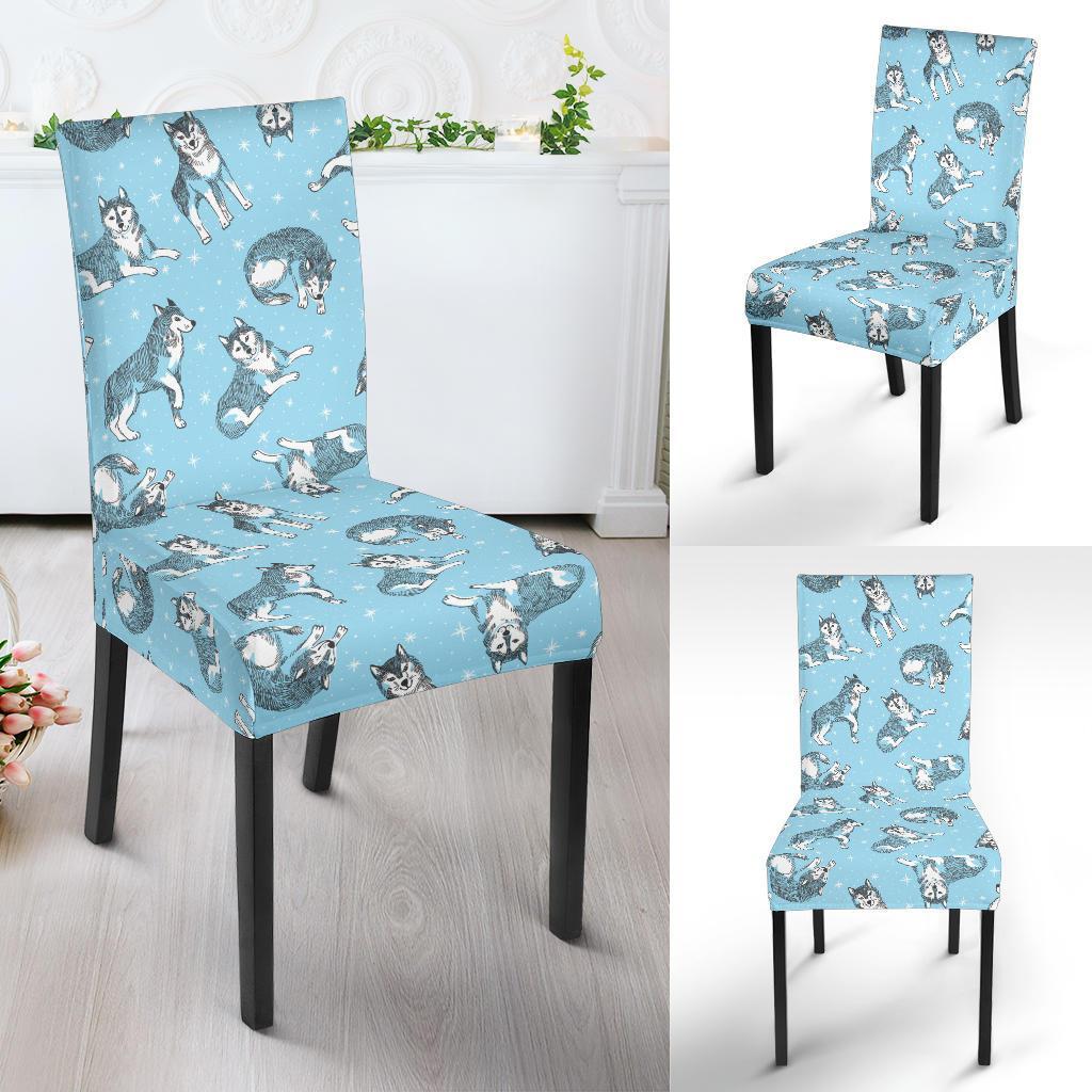 Wolf Design Print Pattern Dining Chair Slipcover-JTAMIGO.COM