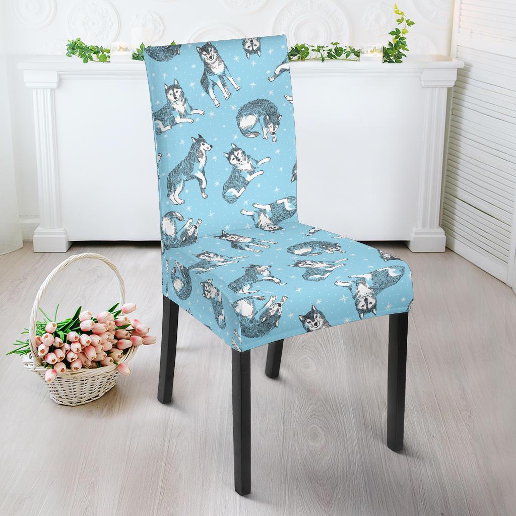 Wolf Design Print Pattern Dining Chair Slipcover-JTAMIGO.COM
