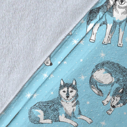 Wolf Design Print Pattern Fleece Blanket