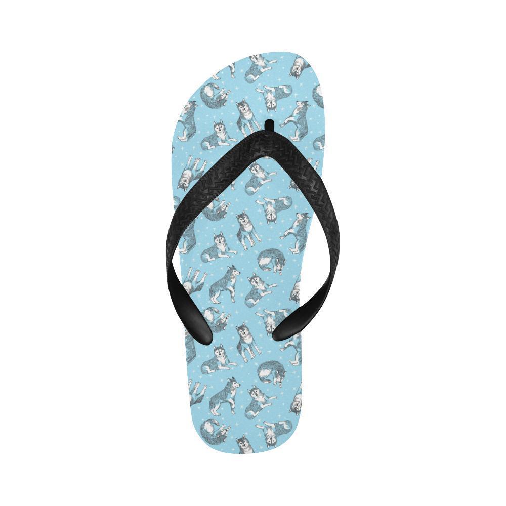 Wolf Design Print Pattern Flip Flops-JTAMIGO.COM