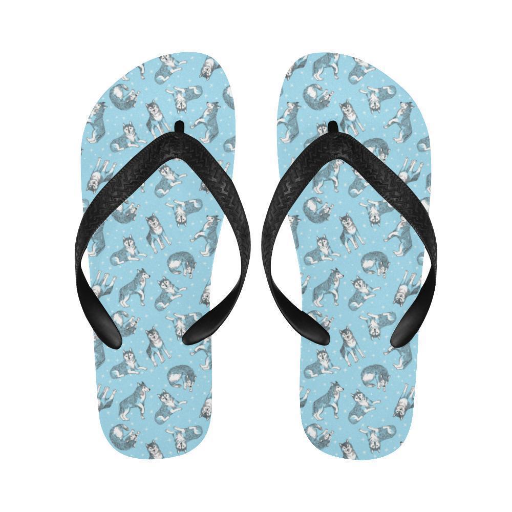 Wolf Design Print Pattern Flip Flops-JTAMIGO.COM