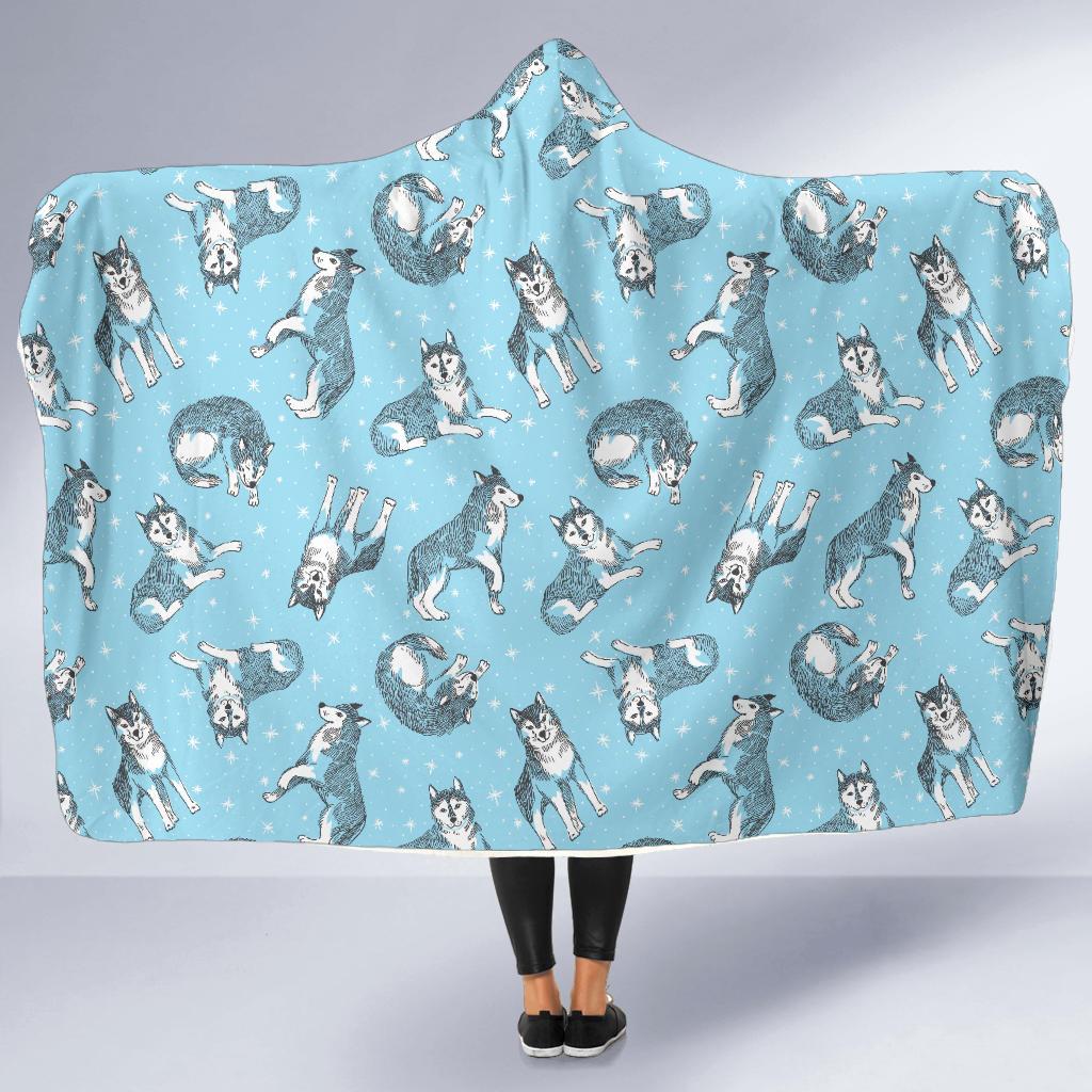Wolf Design Print Pattern Hooded Blanket-JTAMIGO.COM