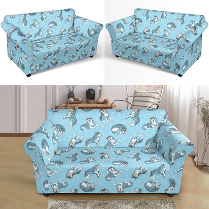 Wolf Design Print Pattern Loveseat Slipcover-JTAMIGO.COM