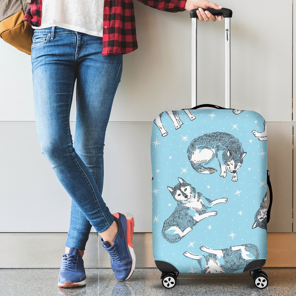 Wolf Design Print Pattern Luggage Cover Protector