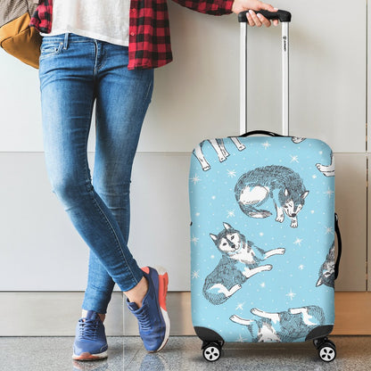 Wolf Design Print Pattern Luggage Cover Protector