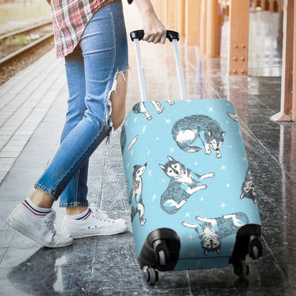 Wolf Design Print Pattern Luggage Cover Protector