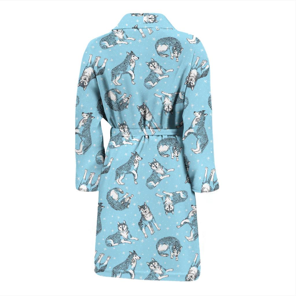 Wolf Design Print Pattern Men Bath Robe-JTAMIGO.COM