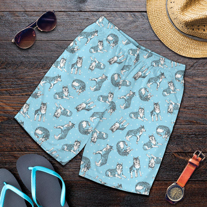 Wolf Design Print Pattern Mens Shorts-JTAMIGO.COM