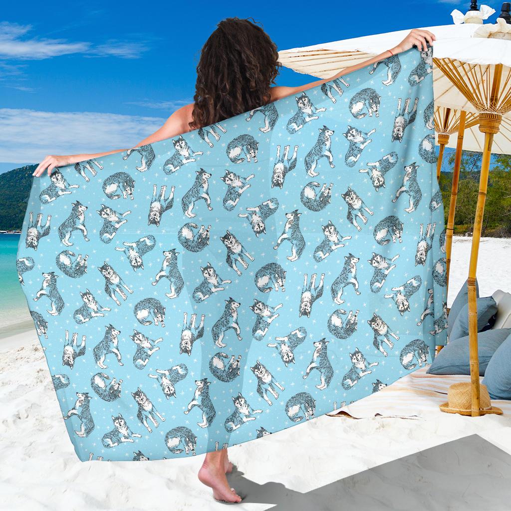 Wolf Design Print Pattern Sarong Pareo Wrap