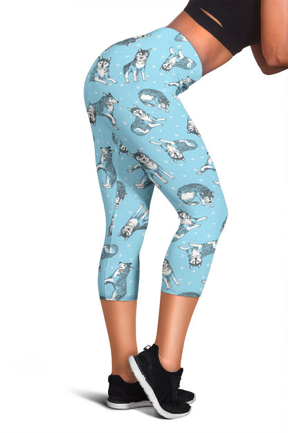 Wolf Design Print Pattern Women Capris