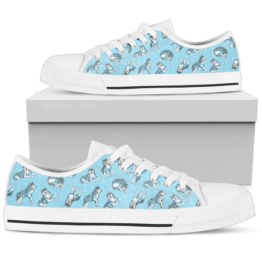 Wolf Design Print Pattern Women Low Top Shoes-JTAMIGO.COM