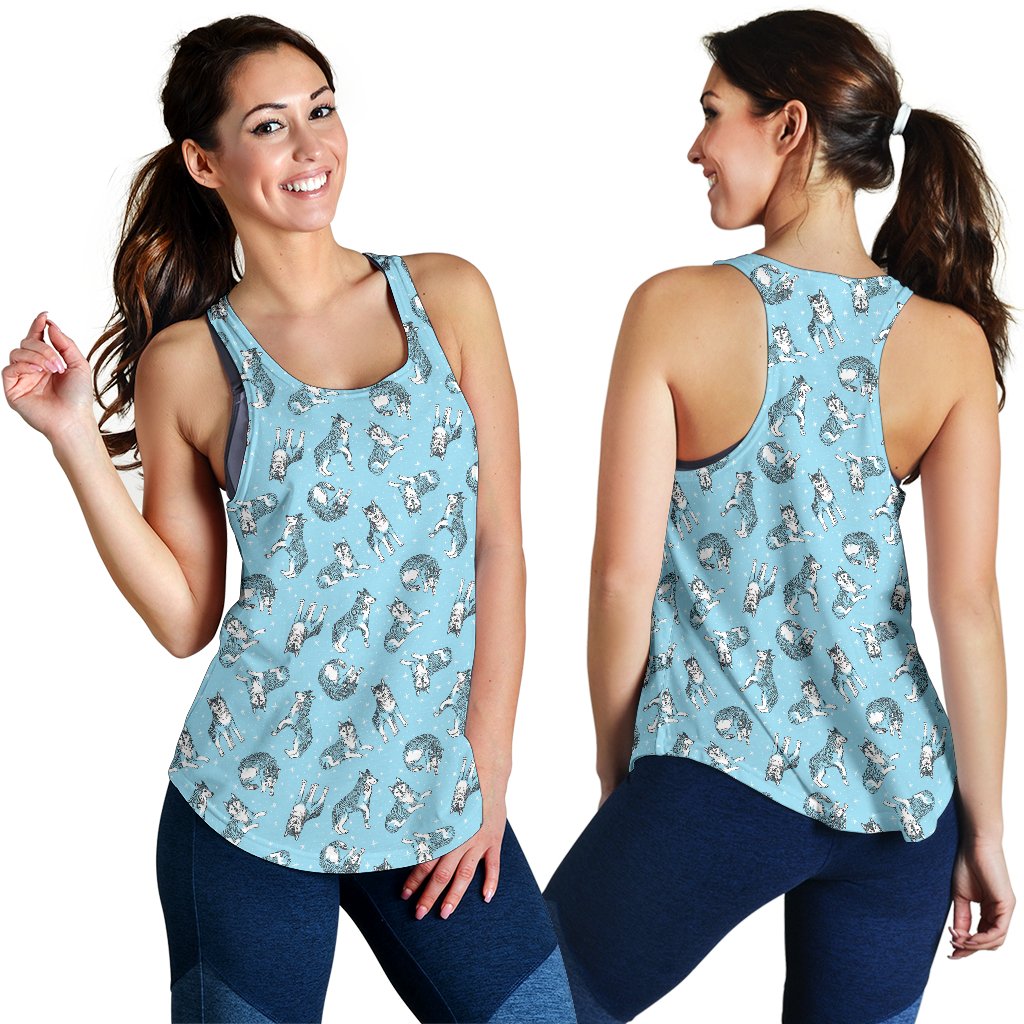 Wolf Design Print Pattern Women Racerback Tank Top