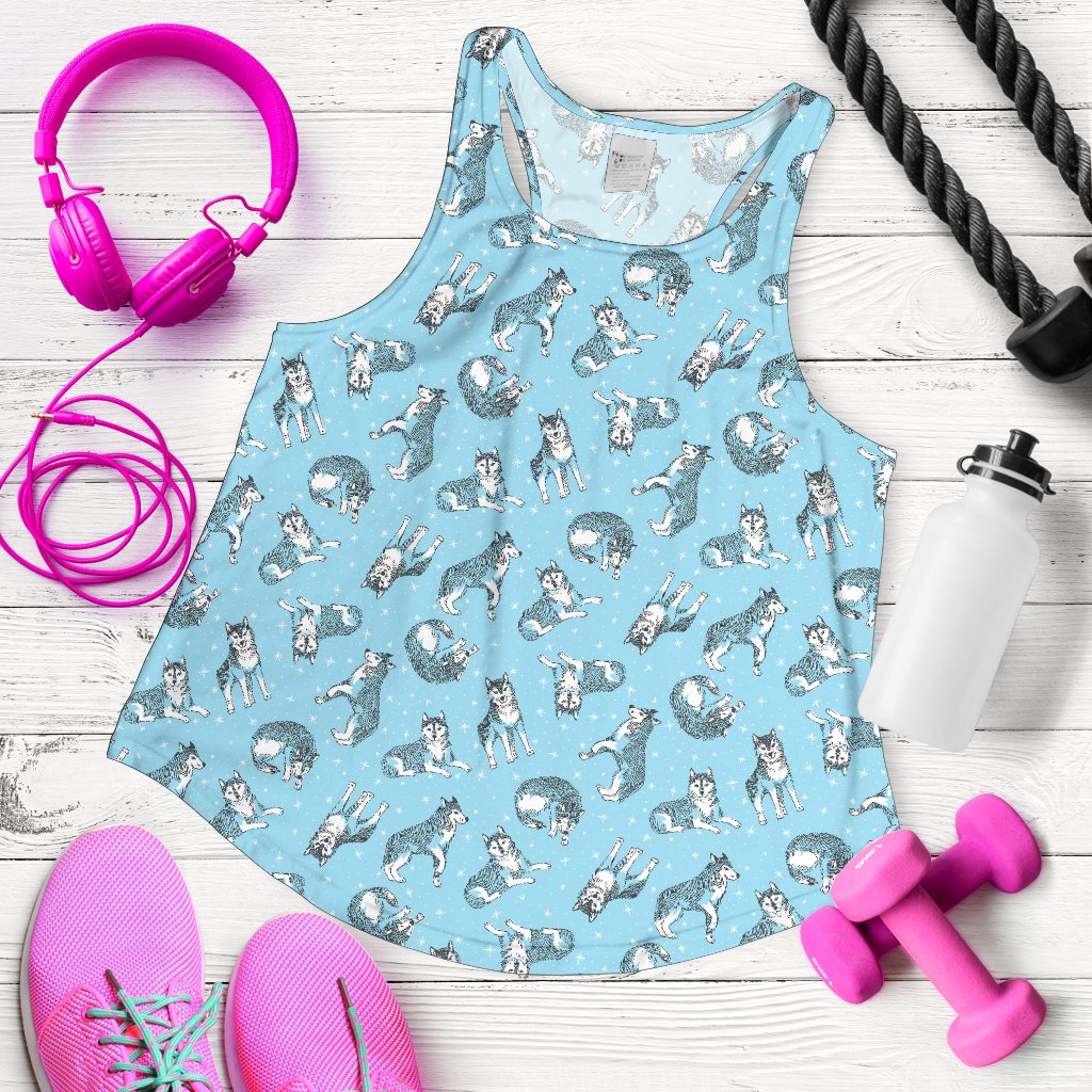 Wolf Design Print Pattern Women Racerback Tank Top