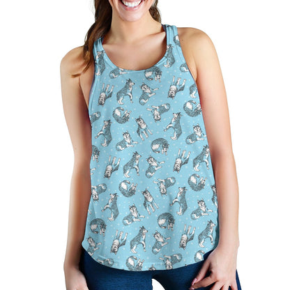 Wolf Design Print Pattern Women Racerback Tank Top