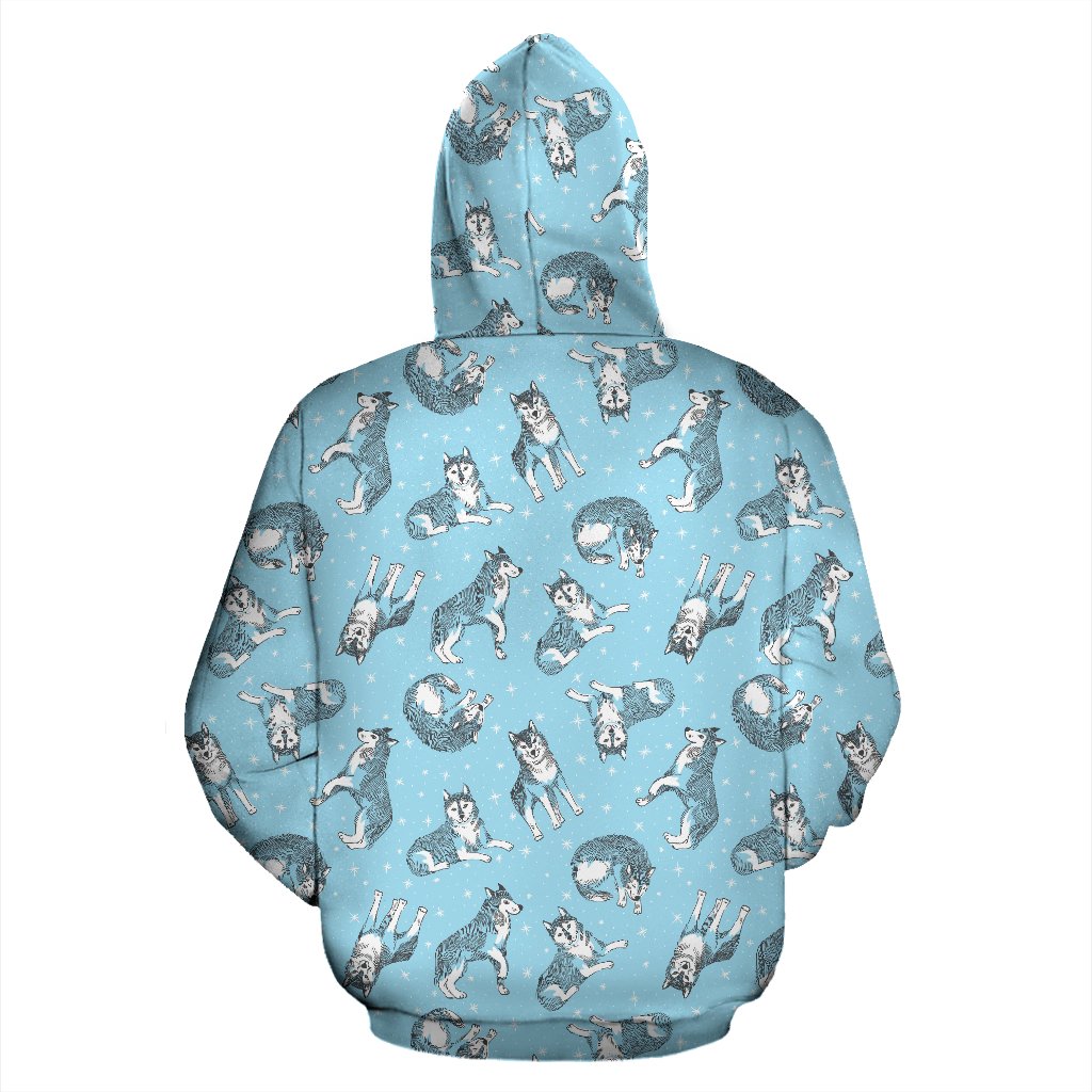 Wolf Design Print Pattern Zip Up Hoodie