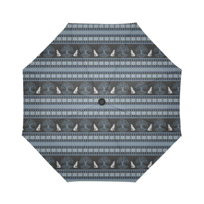Wolf Tree of Life Knit Design Print Automatic Foldable Umbrella