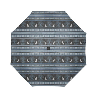 Wolf Tree of Life Knit Design Print Automatic Foldable Umbrella